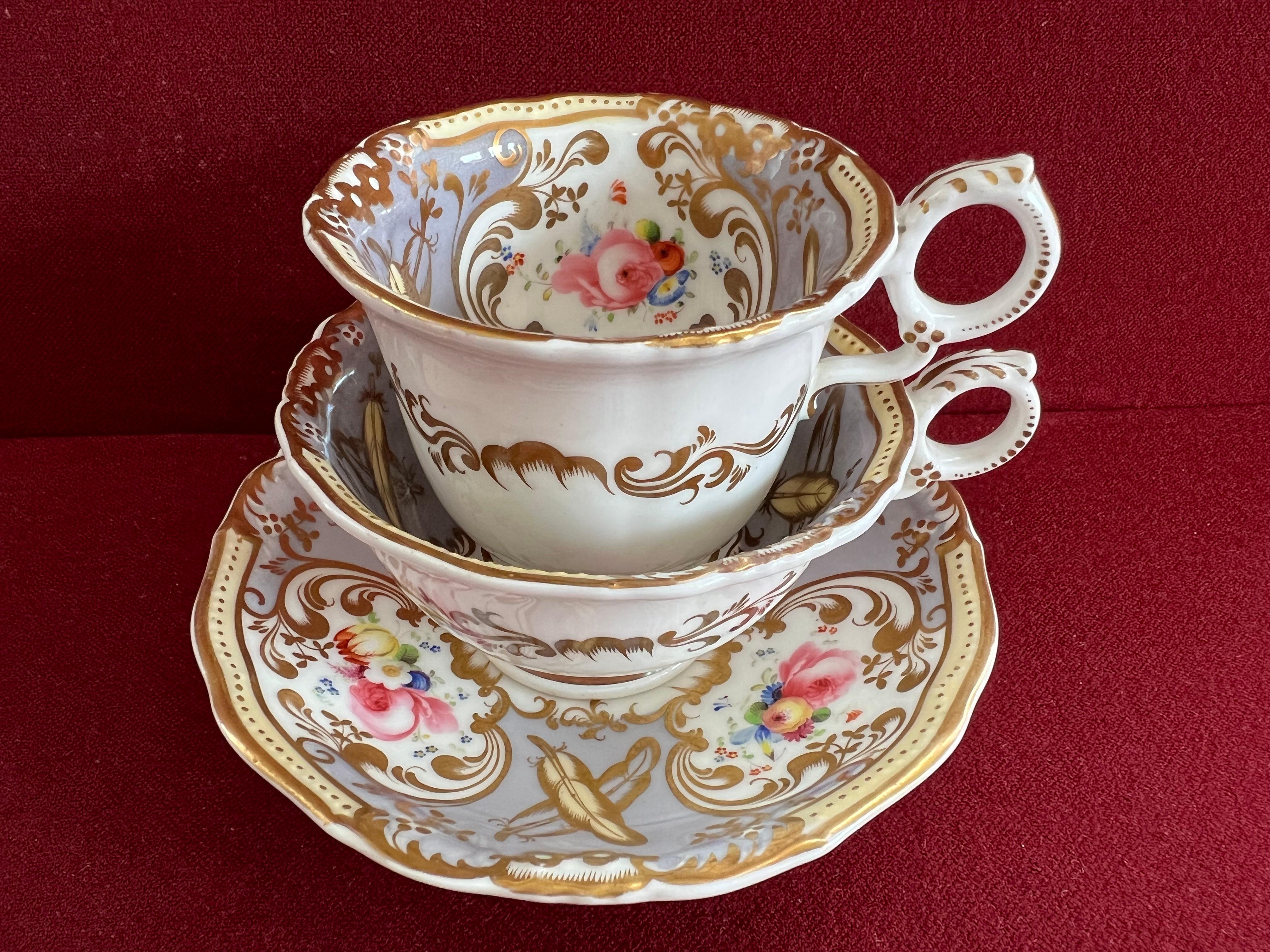 Hand-Painted Grainger's Worcester 'Gloster' Shape Part Tea Set C.1835-1840