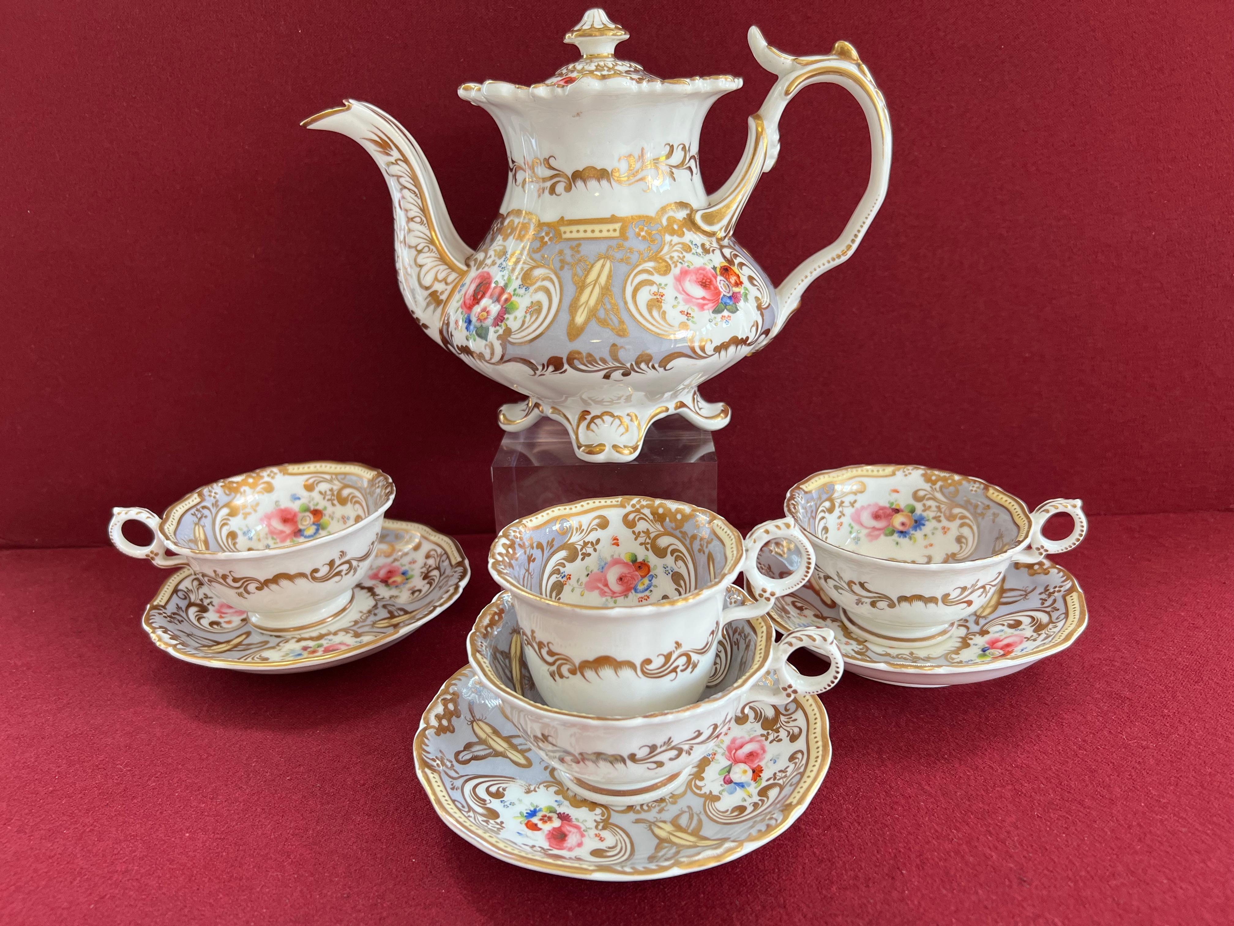 Grainger's Worcester 'Gloster' Shape Part Tea Set C.1835-1840 3