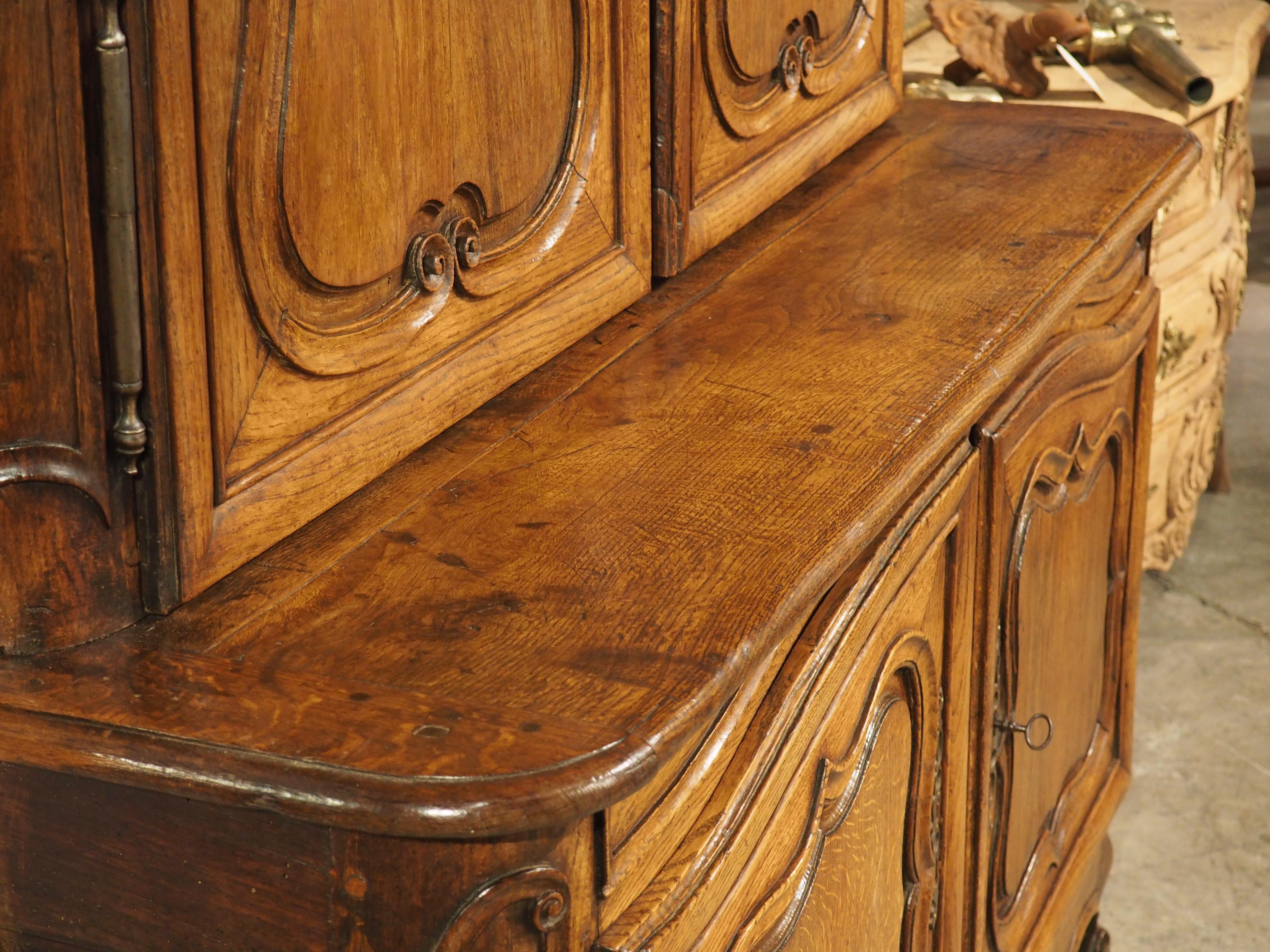 A Grand 18th Century French Oak Buffet Deux Corps from the Perche Region For Sale 11