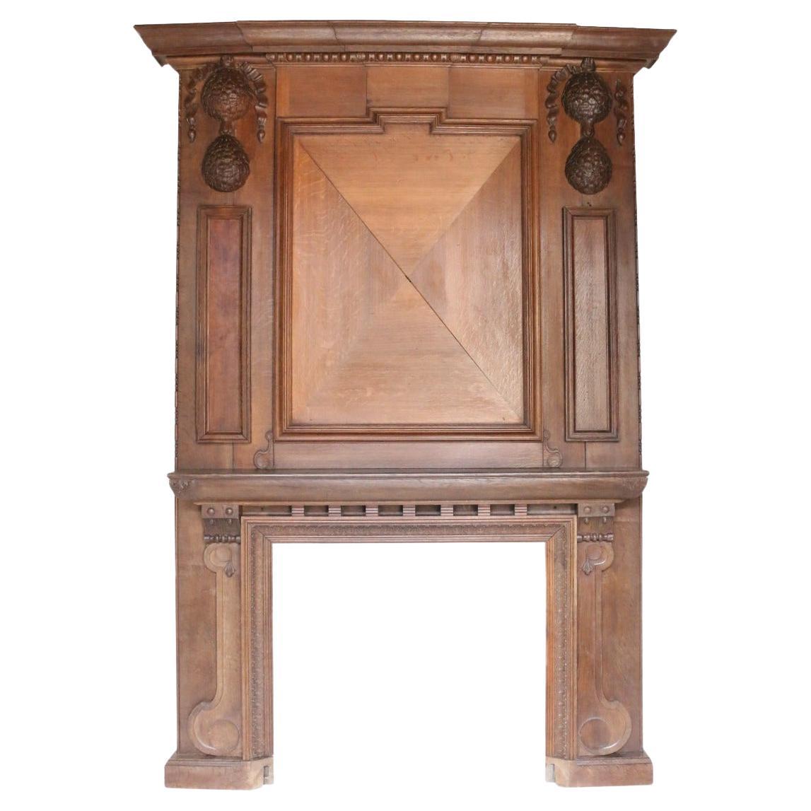 19th Century Carved Oak Mantel For Sale at 1stDibs
