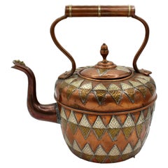 Antique Grand Copper Raj Period Tea Kettle in Anglo-Indian Taste, Late 19th Century