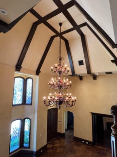 A Grand Custom-Commissioned Murano Amethyst & Amber 36-Arm Chandelier & Sconces