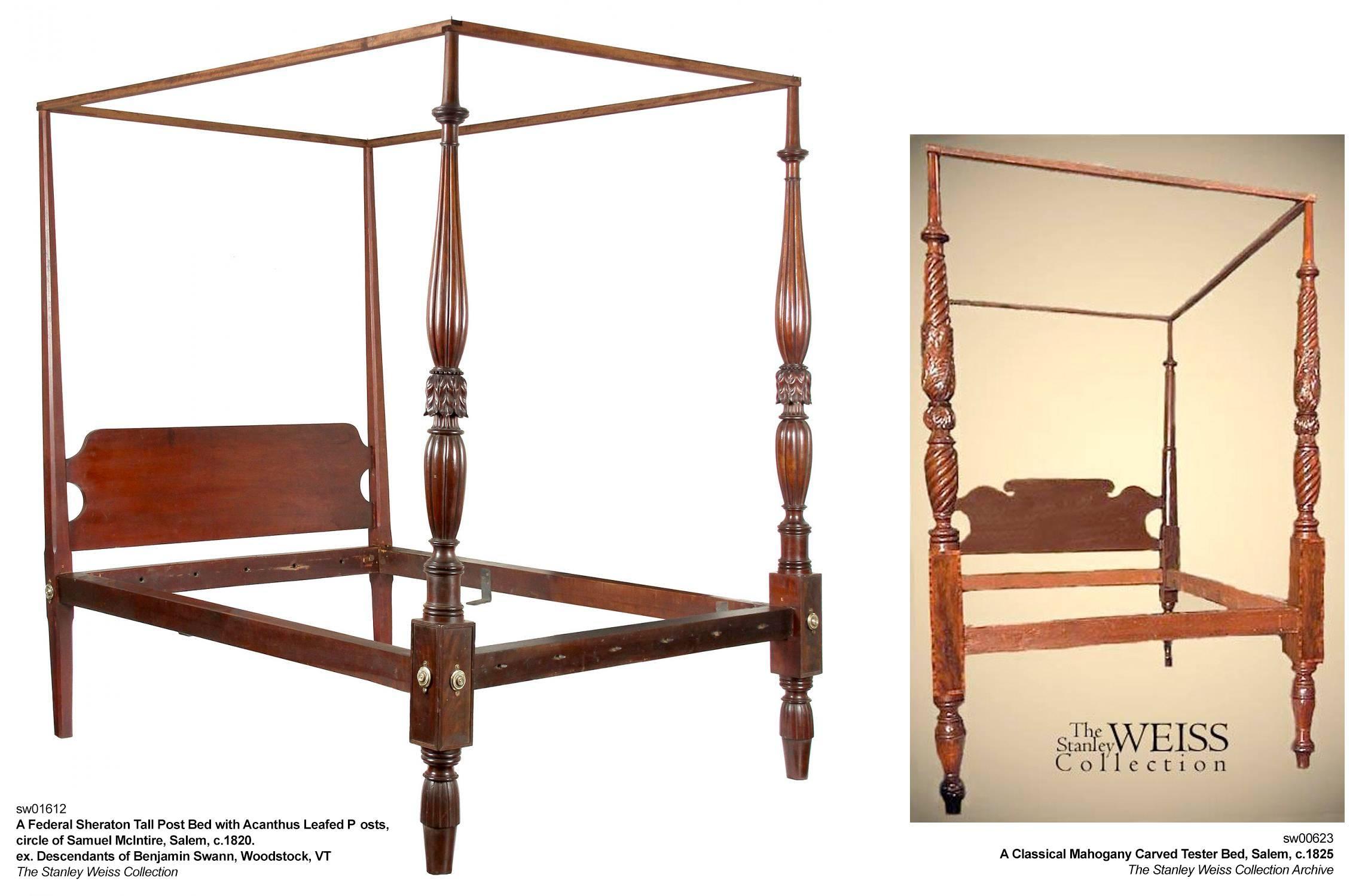 Grand Federal/Sheraton Mahogany Four-Poster Bed, Salem, Ma, circa 1820-1830 For Sale 1