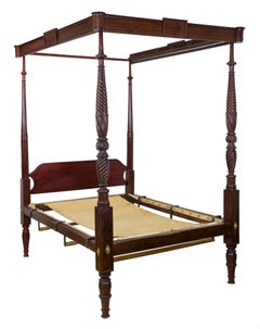 Grand Federal/Sheraton Mahogany Four-Poster Bed, Salem, Ma, circa 1820-1830