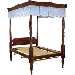 Grand Federal/Sheraton Mahogany Four-Poster Bed, Salem, Ma, circa 1820-1830