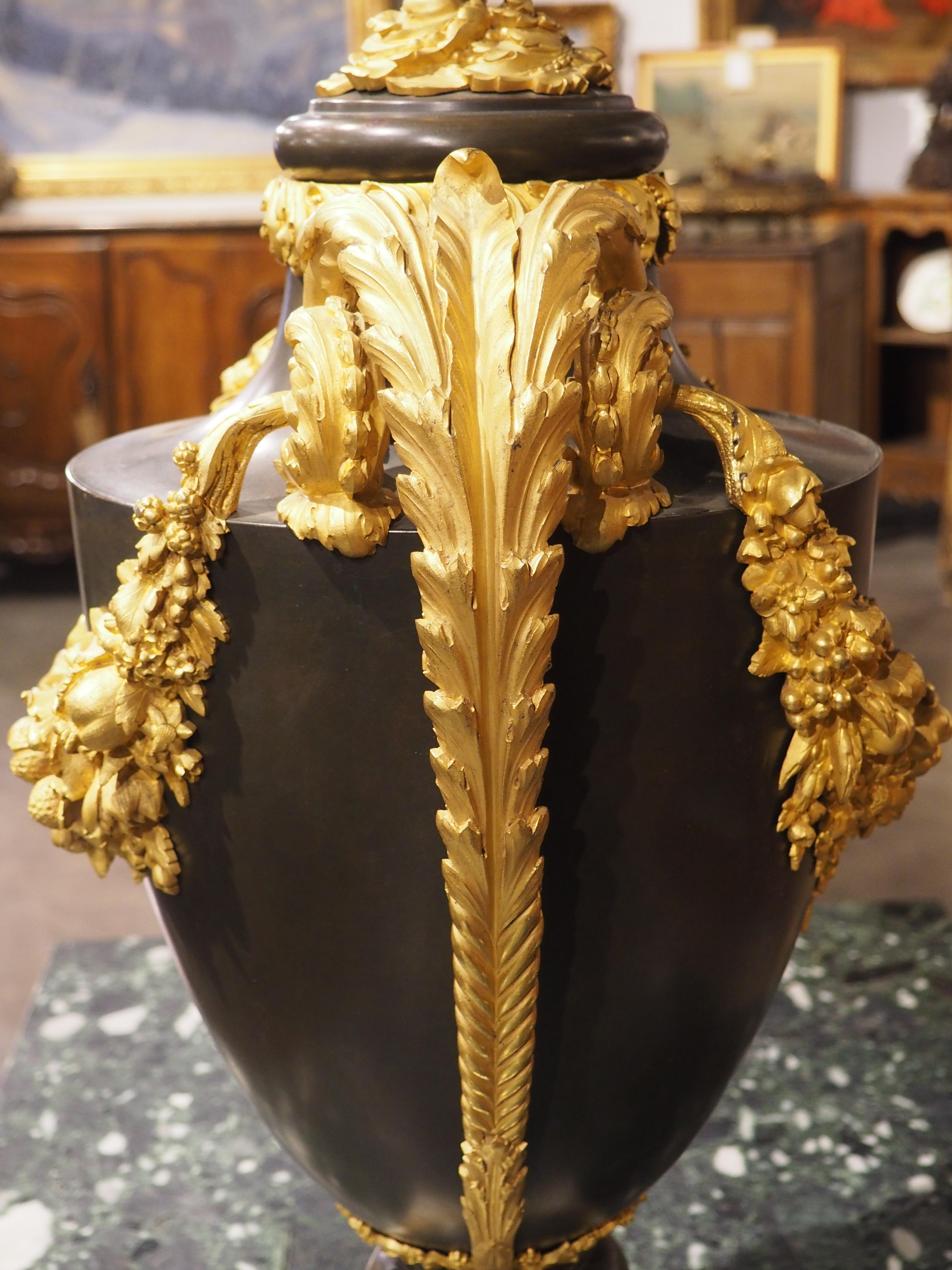 A Grand French Louis XVI Style Gilt Bronze Mounted Urn, Circa 1860 For Sale 8