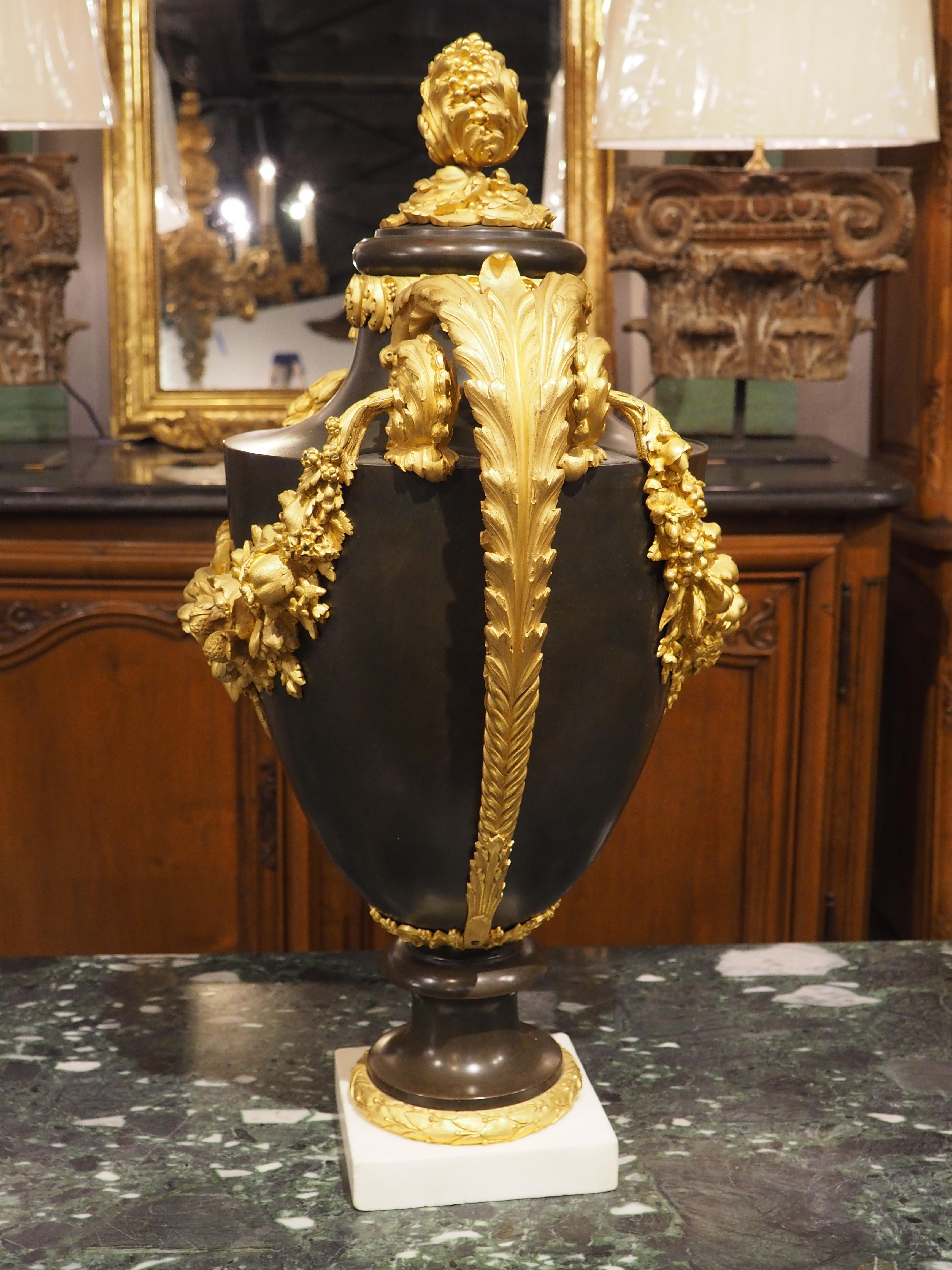 A Grand French Louis XVI Style Gilt Bronze Mounted Urn, Circa 1860 For Sale 11