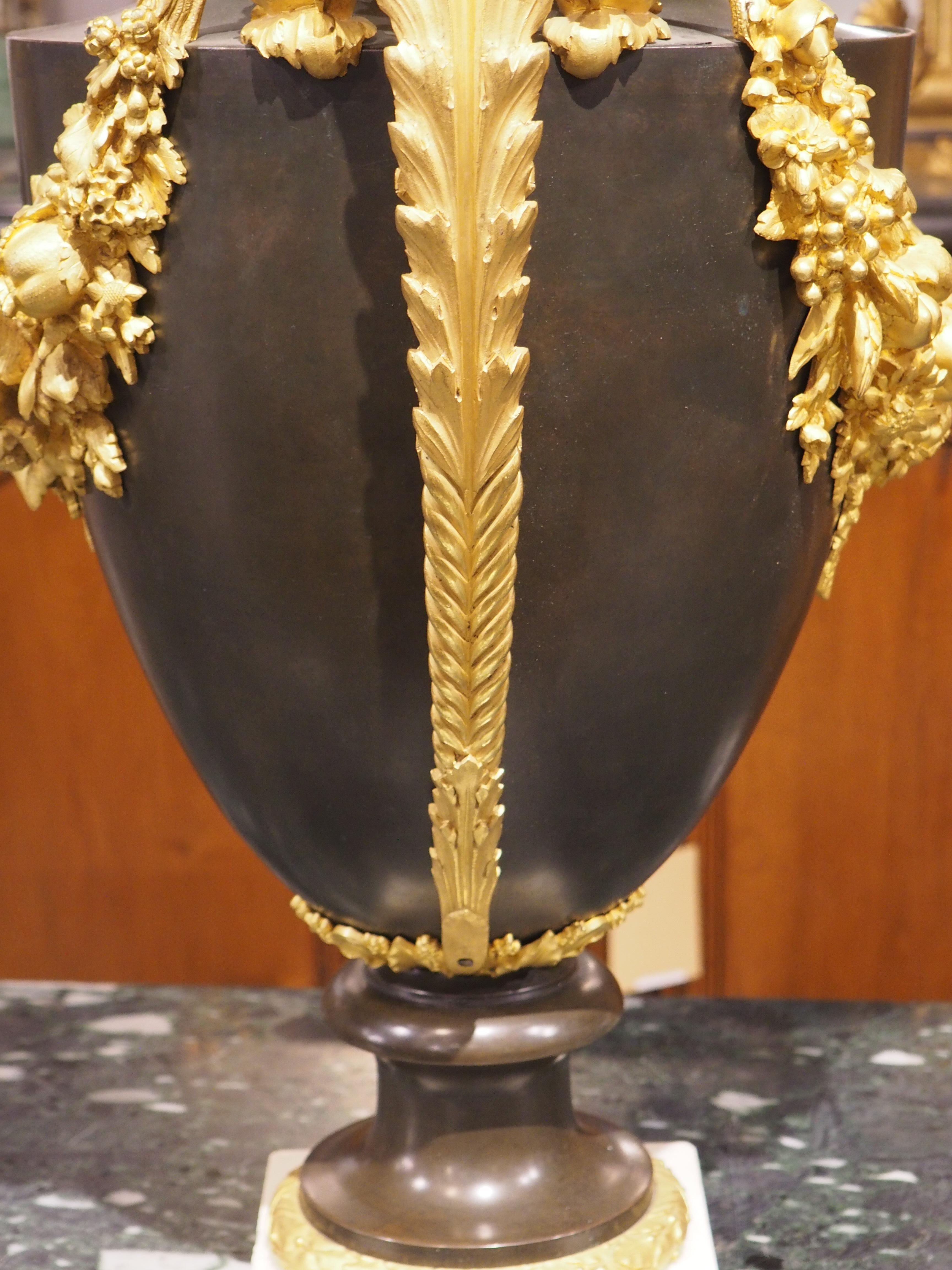 A Grand French Louis XVI Style Gilt Bronze Mounted Urn, Circa 1860 For Sale 12
