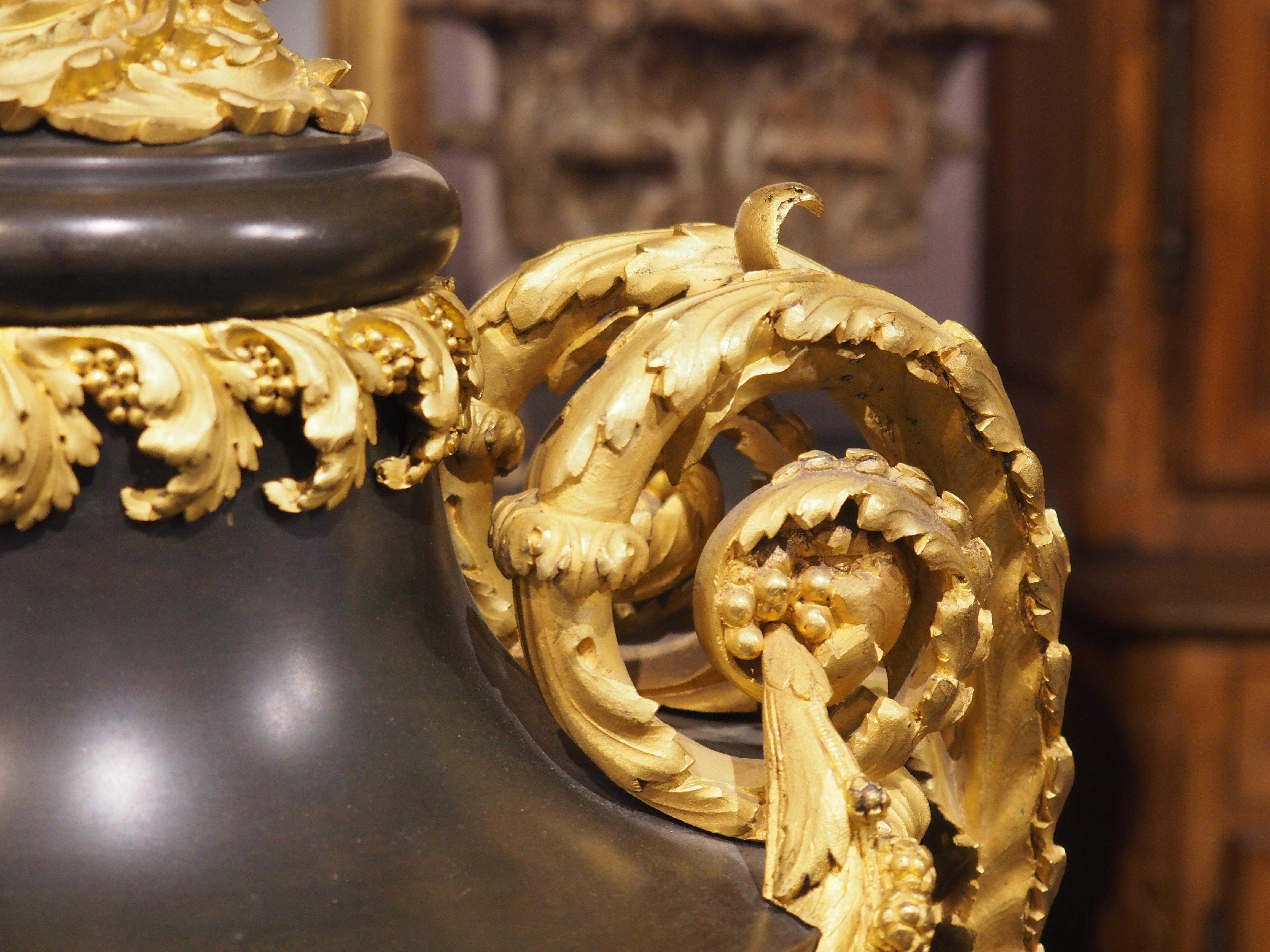 A Grand French Louis XVI Style Gilt Bronze Mounted Urn, Circa 1860 In Good Condition For Sale In Dallas, TX