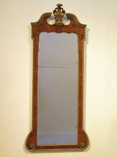 A Grand George II Walnut Pier Glass with Swan's Neck Pediment