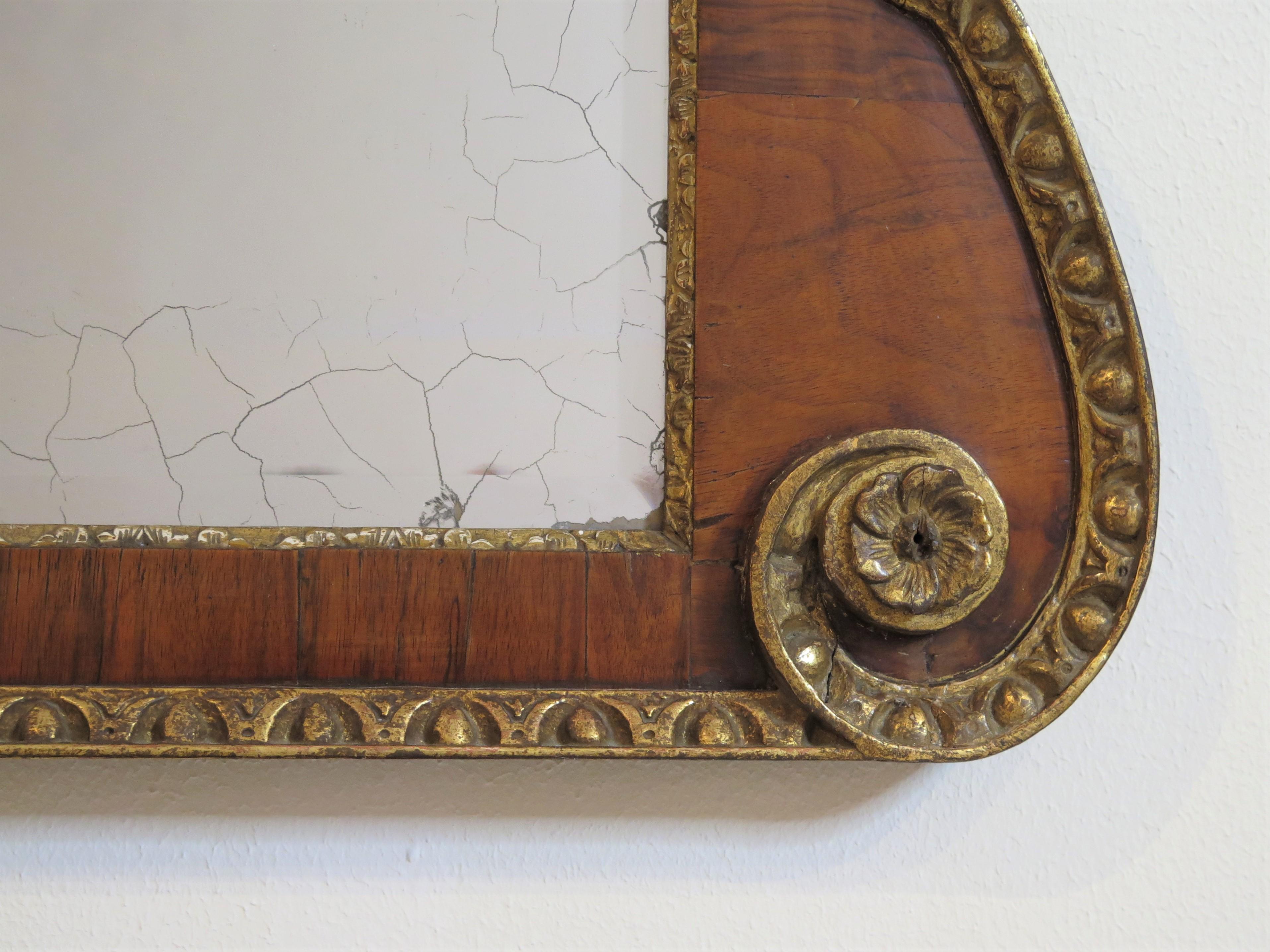A Grand George II Walnut Pier Glass with Swan's Neck Pediment For Sale 1