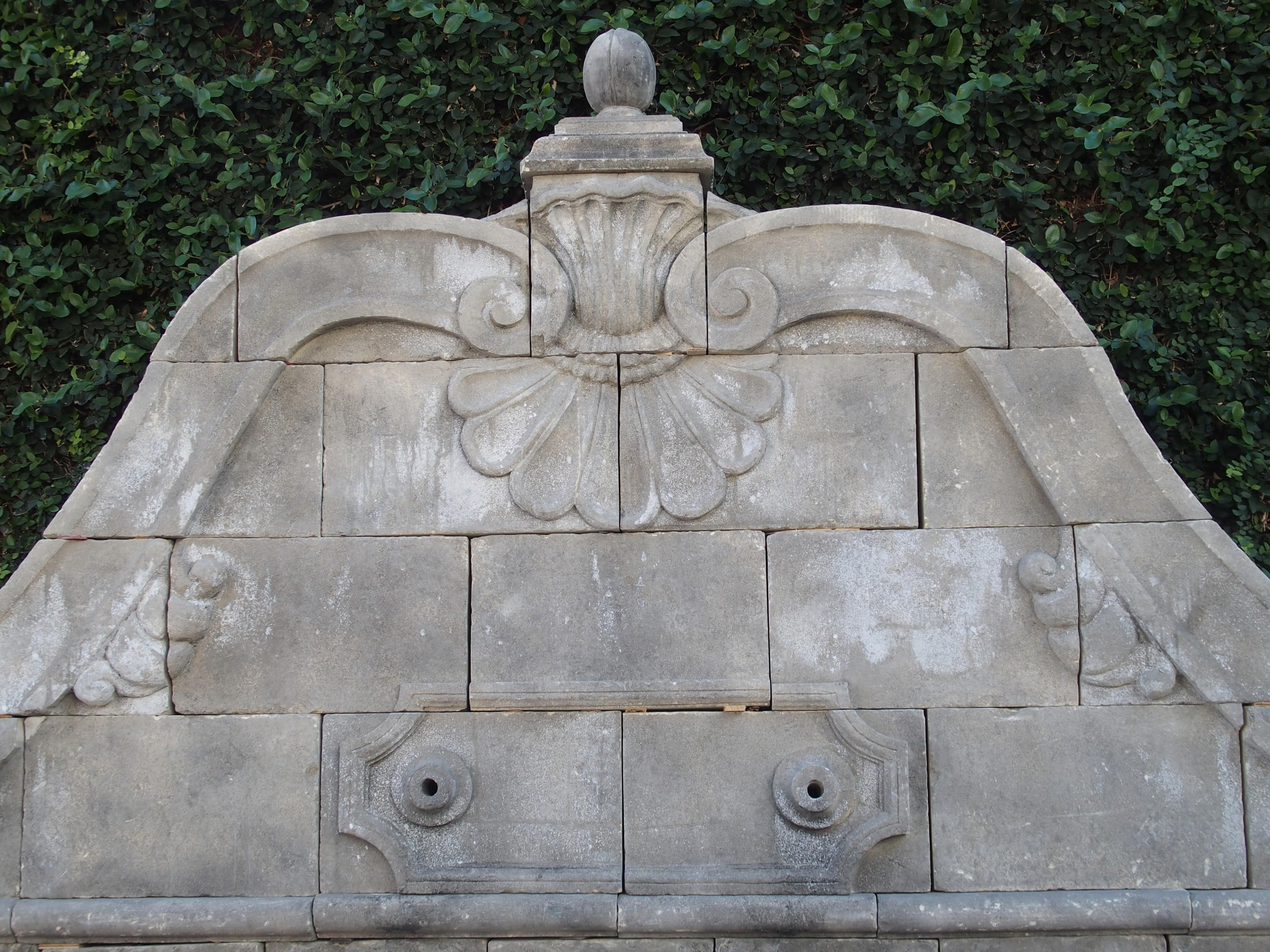 Grand Hand Carved Limestone Wall Fountain from Southern Italy 8