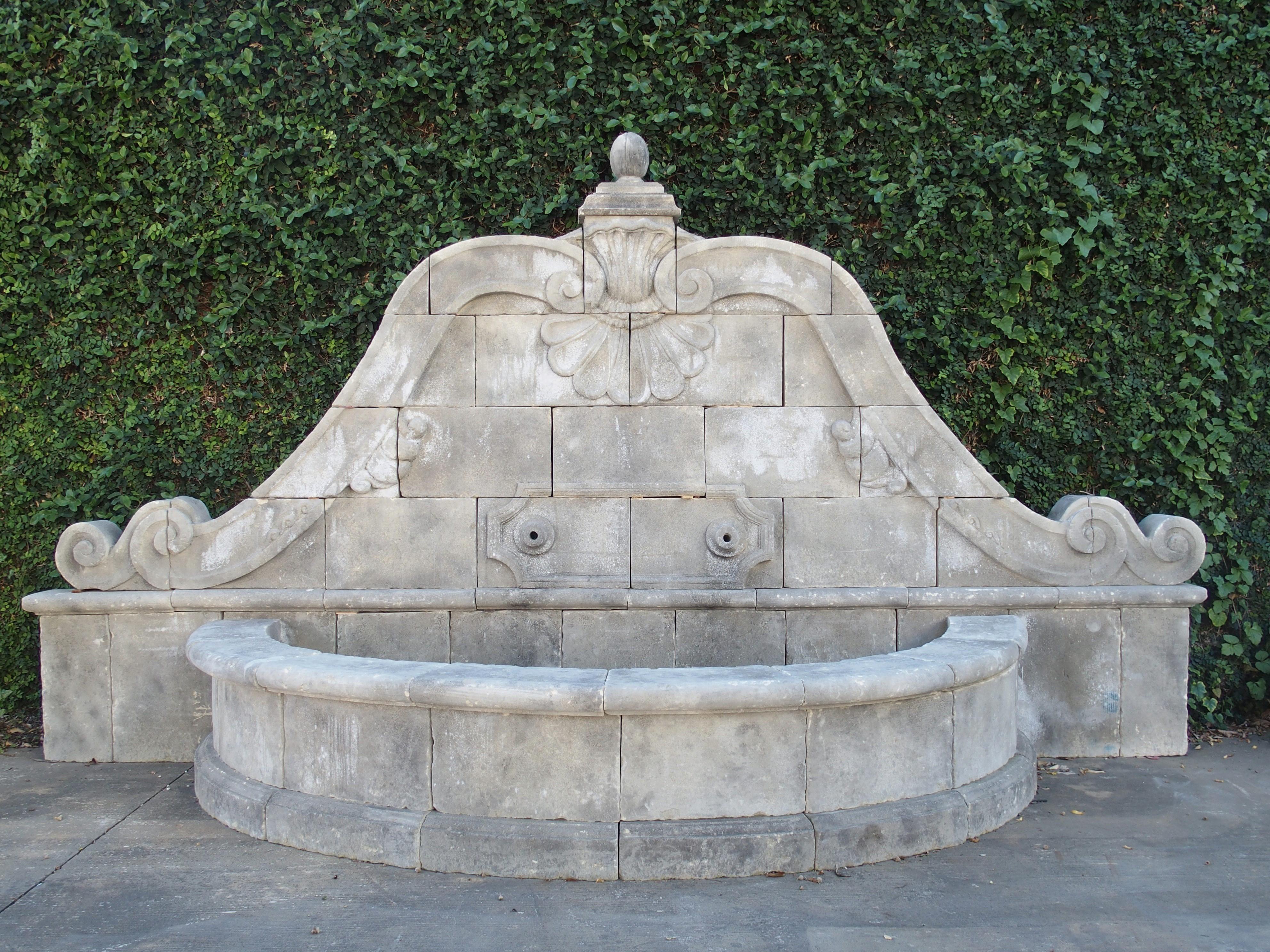 Grand Hand Carved Limestone Wall Fountain from Southern Italy 10