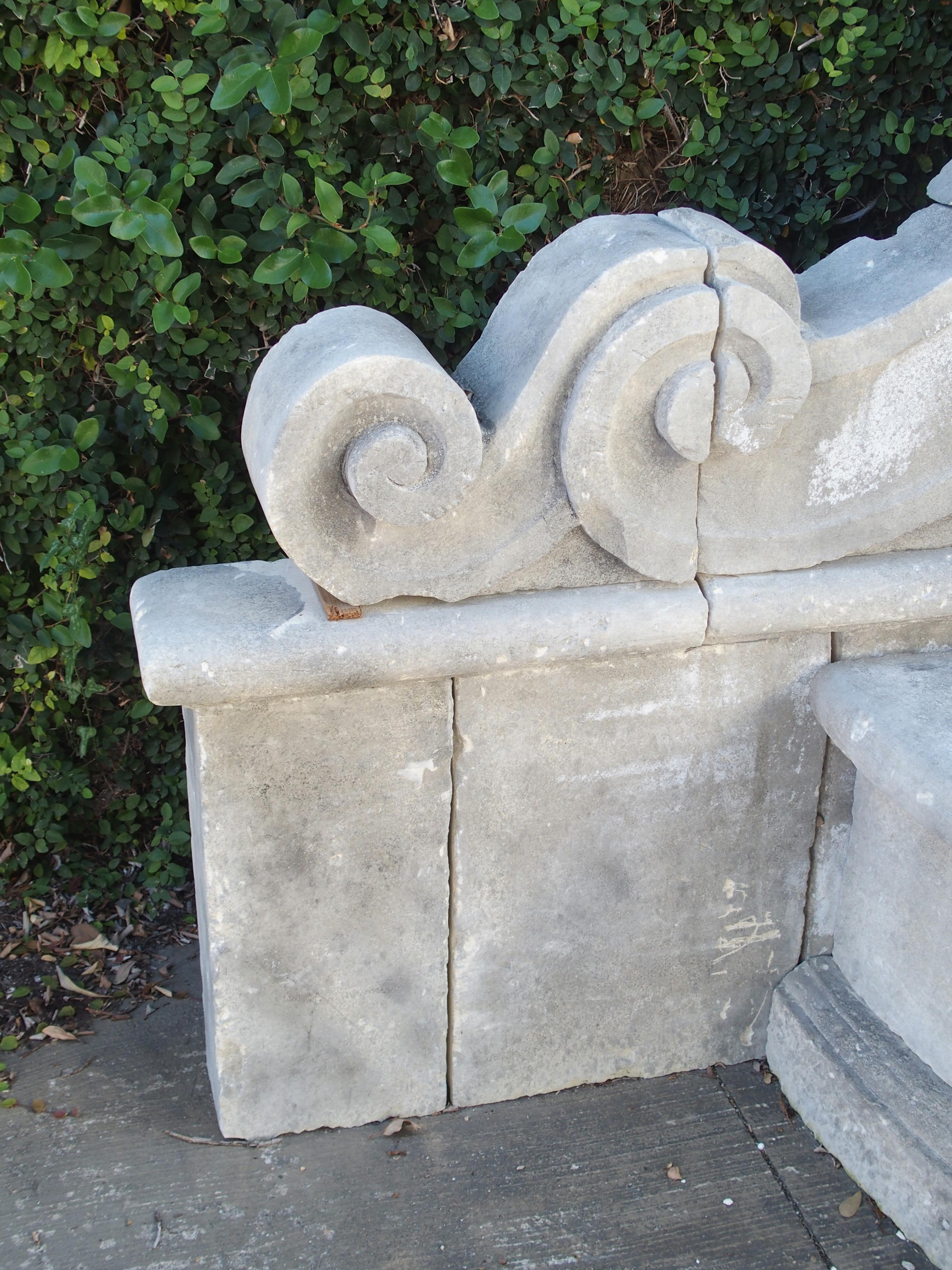 Contemporary Grand Hand Carved Limestone Wall Fountain from Southern Italy
