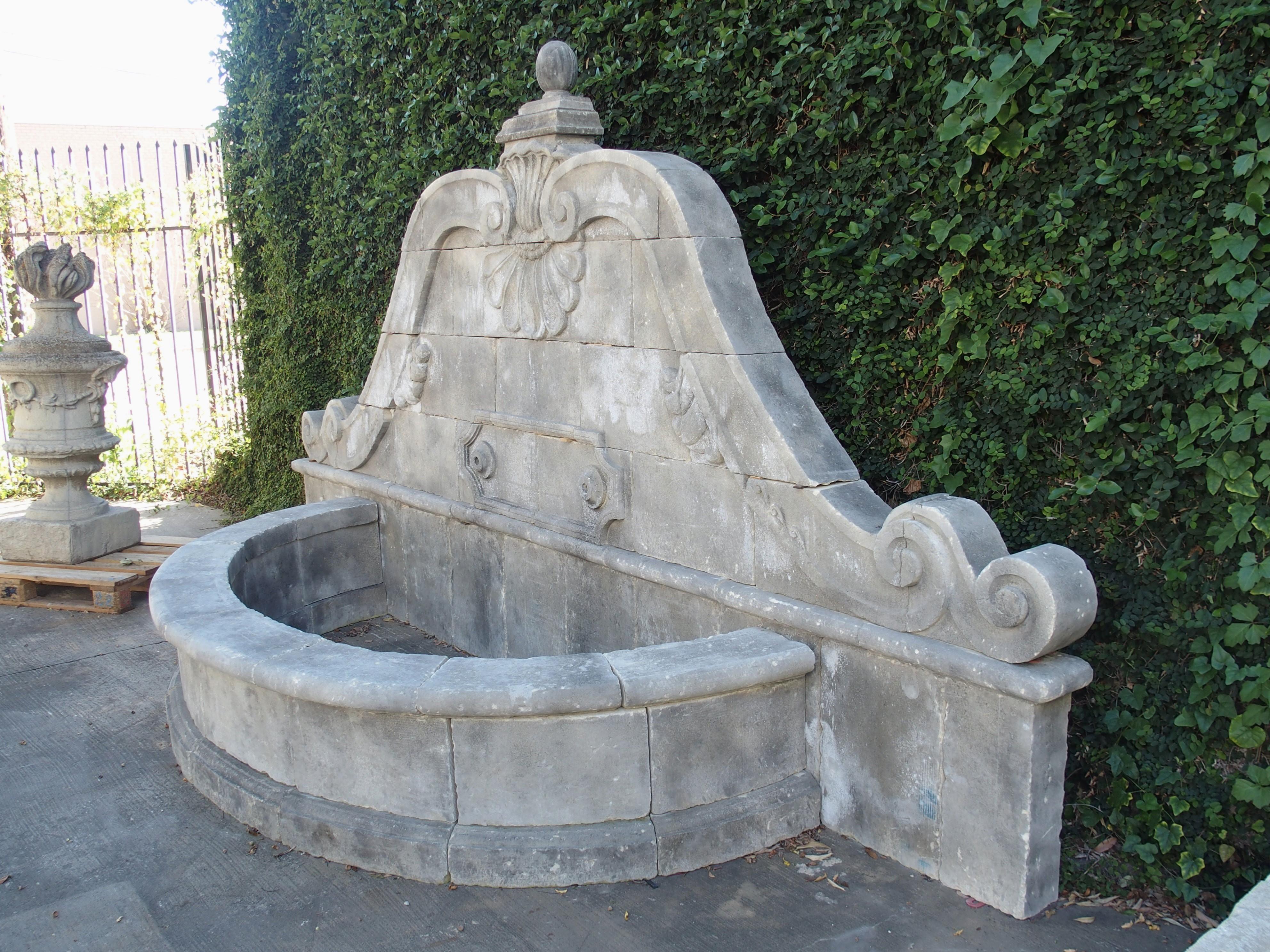 Grand Hand Carved Limestone Wall Fountain from Southern Italy 3