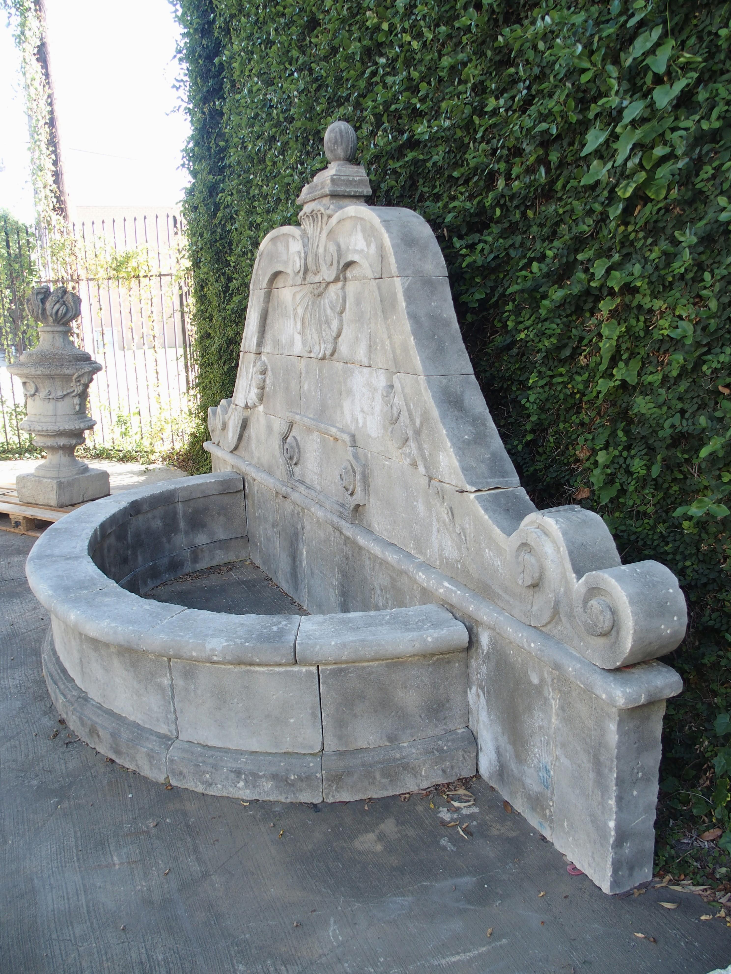 Grand Hand Carved Limestone Wall Fountain from Southern Italy 4