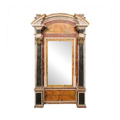Grand Italian 19th C. Architectural Floor Mirror W/Original Paint