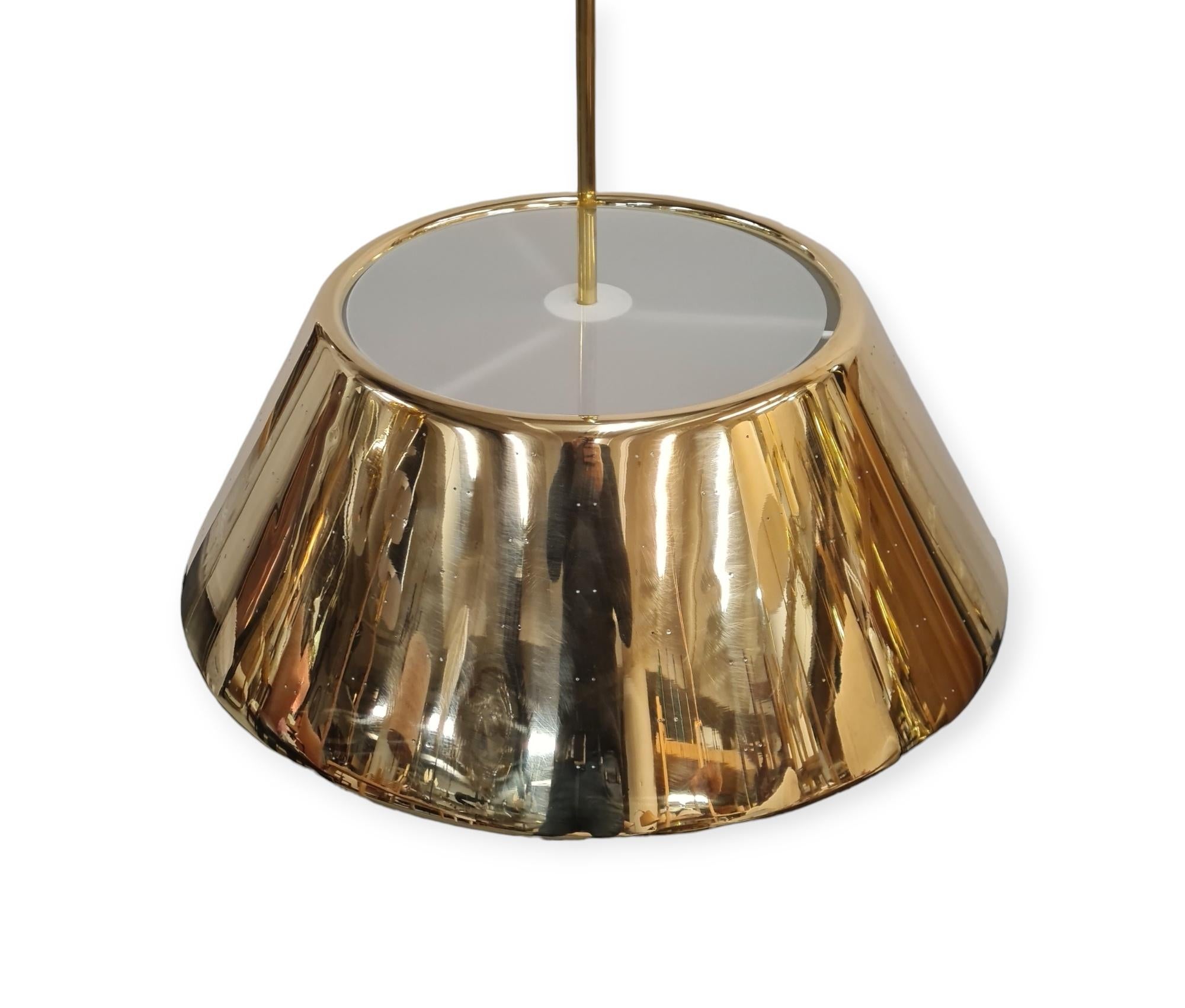 Mid-20th Century A Grand Paavo Tynell Brass Ceiling Pendant, Idman 1950s For Sale