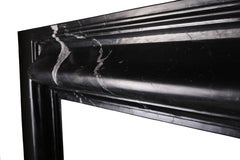 Grand Queen Anne Style Bolection Fireplace in Italian Nero Marquina Marble