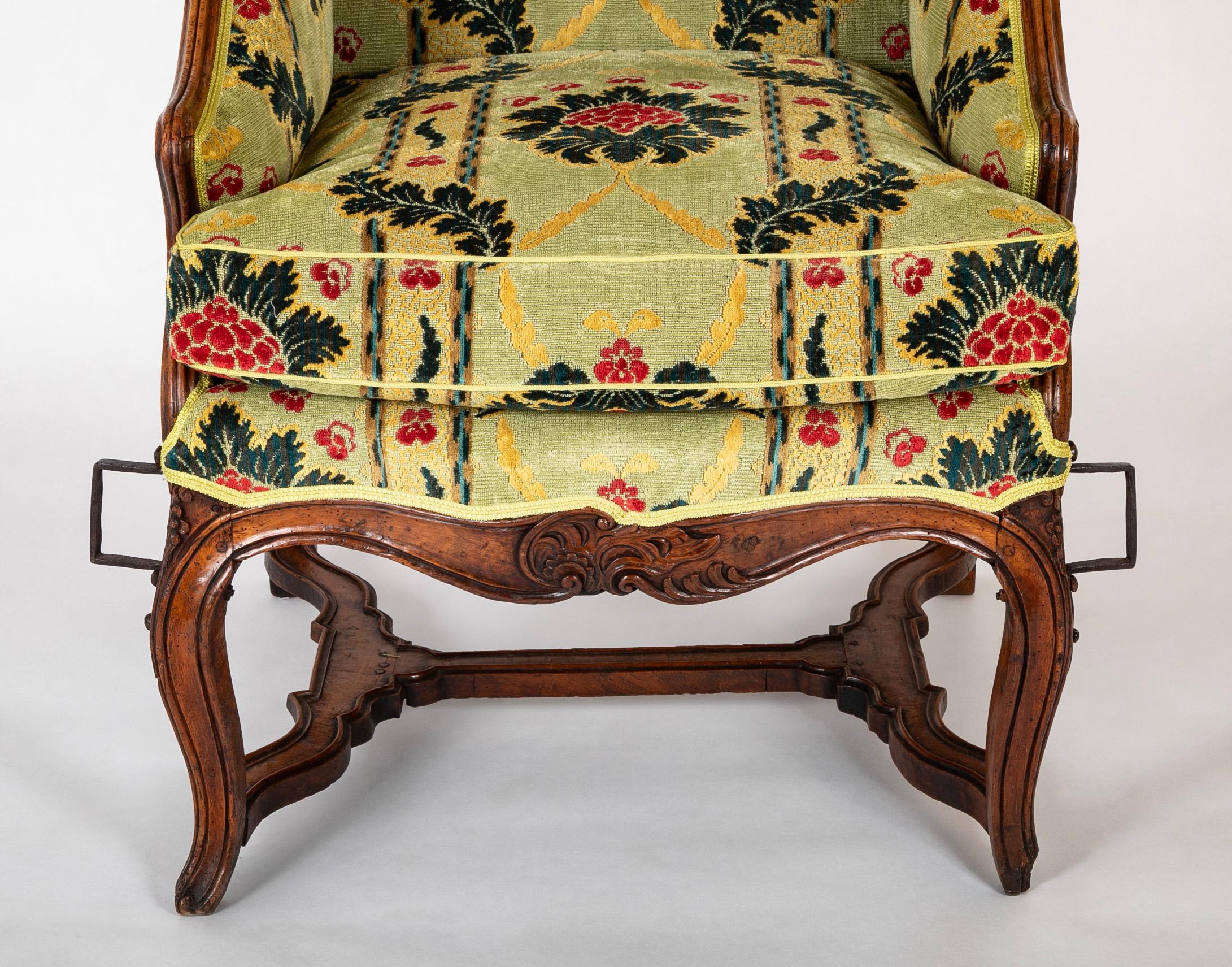 18th Century and Earlier A Grand Scale French Louis XV Period Carved Walnut Armchair For Sale