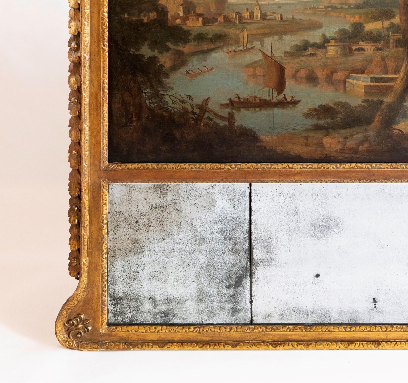 Georgien Miroir à trumeau en bois doré de style géorgien à grande échelle en vente