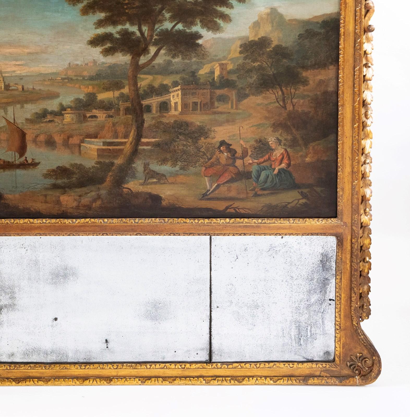 Anglais Miroir à trumeau en bois doré de style géorgien à grande échelle en vente