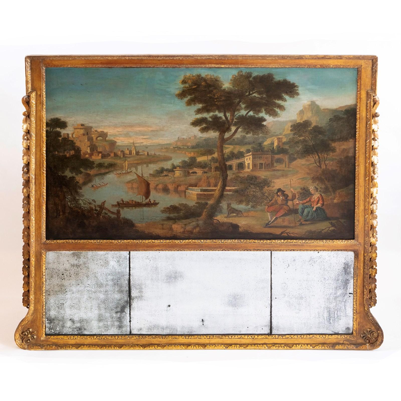 Miroir à trumeau en bois doré de style géorgien à grande échelle en vente 1
