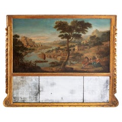 A Grand Scale Georgian Giltwood Overmantel Trumeau Mirror