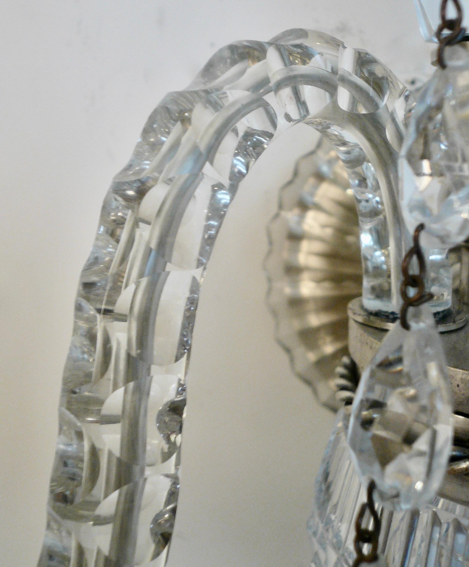 A Grand Scale Pair Cut Crystal Georgian Design Sconces in the Waterford Style For Sale 2