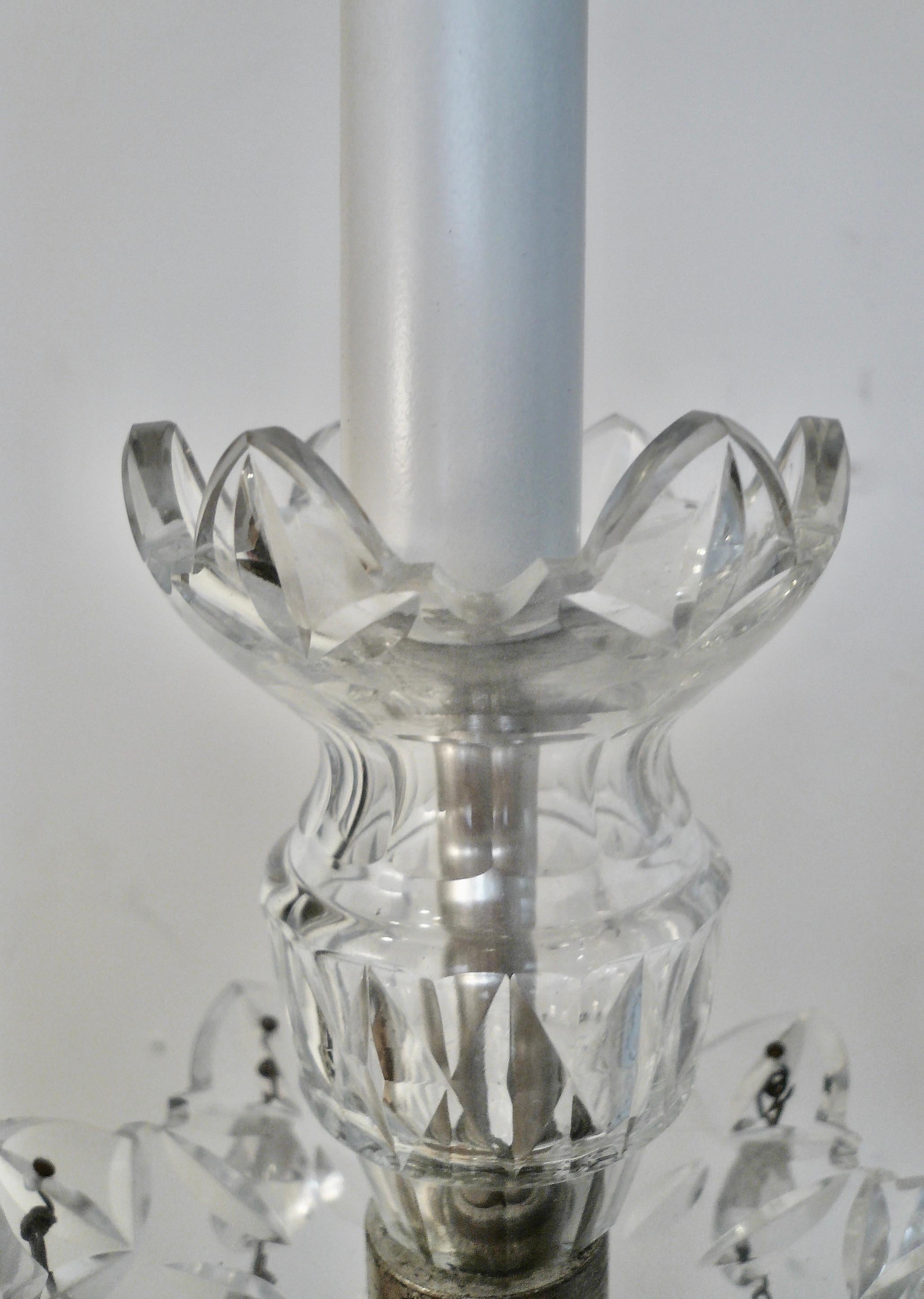 A Grand Scale Pair Cut Crystal Georgian Design Sconces in the Waterford Style For Sale 4