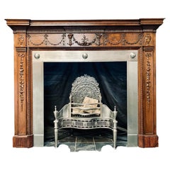 Vintage Grand Scottish Early 19th Century Carved Wooden Georgian Fireplace Surround