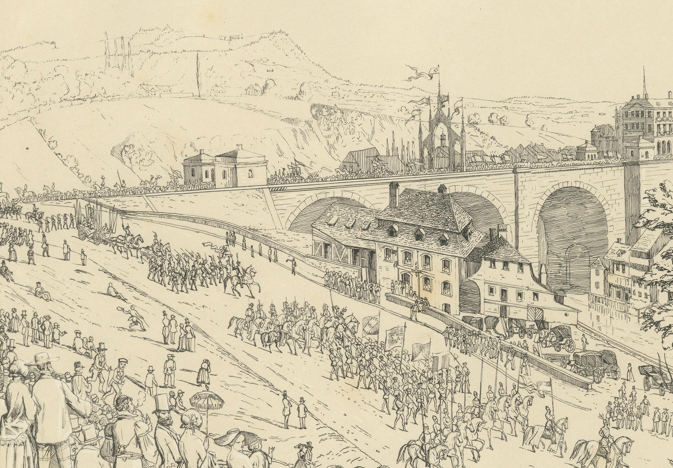 A Grand Spectacle in Switzerland – The Historic Procession Through Bern, 1855 For Sale 1