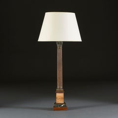 Grand Tour Bronze and Specimen Marble Column Lamp