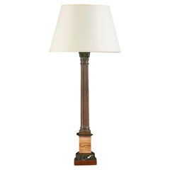 Grand Tour Bronze and Specimen Marble Column Lamp