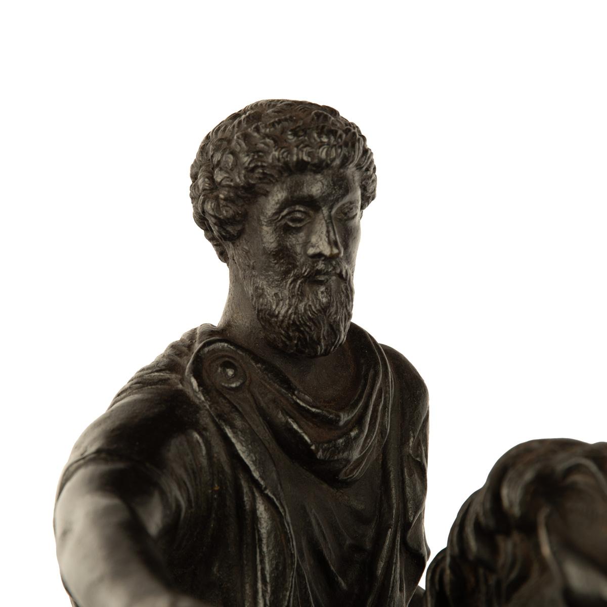 Italian A Grand Tour equestrian bronze of Marcus Aurelius, after Hopfgarten
