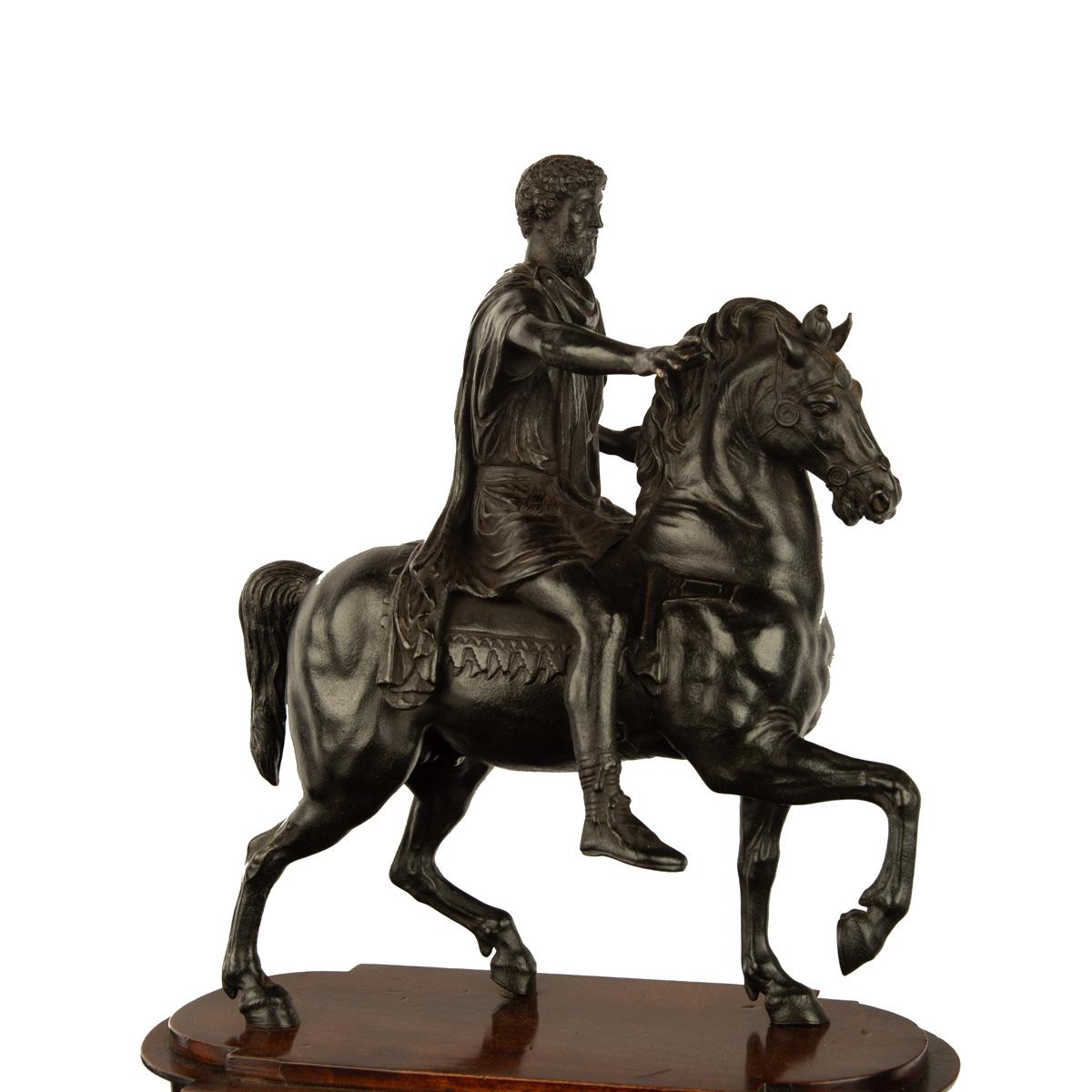 19th Century A Grand Tour equestrian bronze of Marcus Aurelius, after Hopfgarten