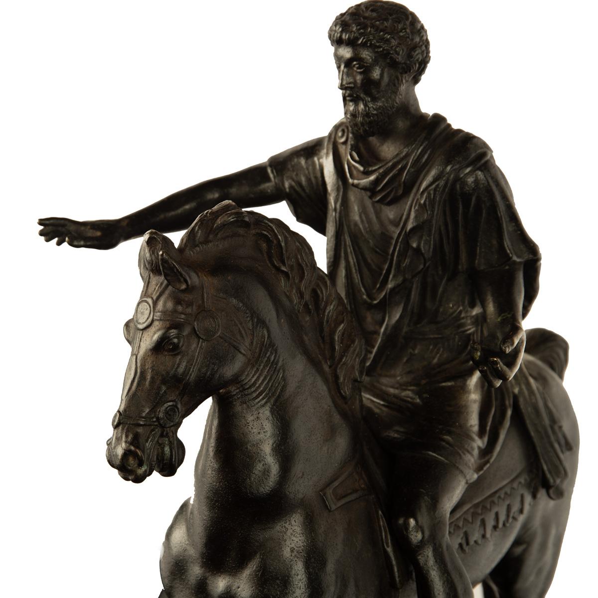 Bronze A Grand Tour equestrian bronze of Marcus Aurelius, after Hopfgarten