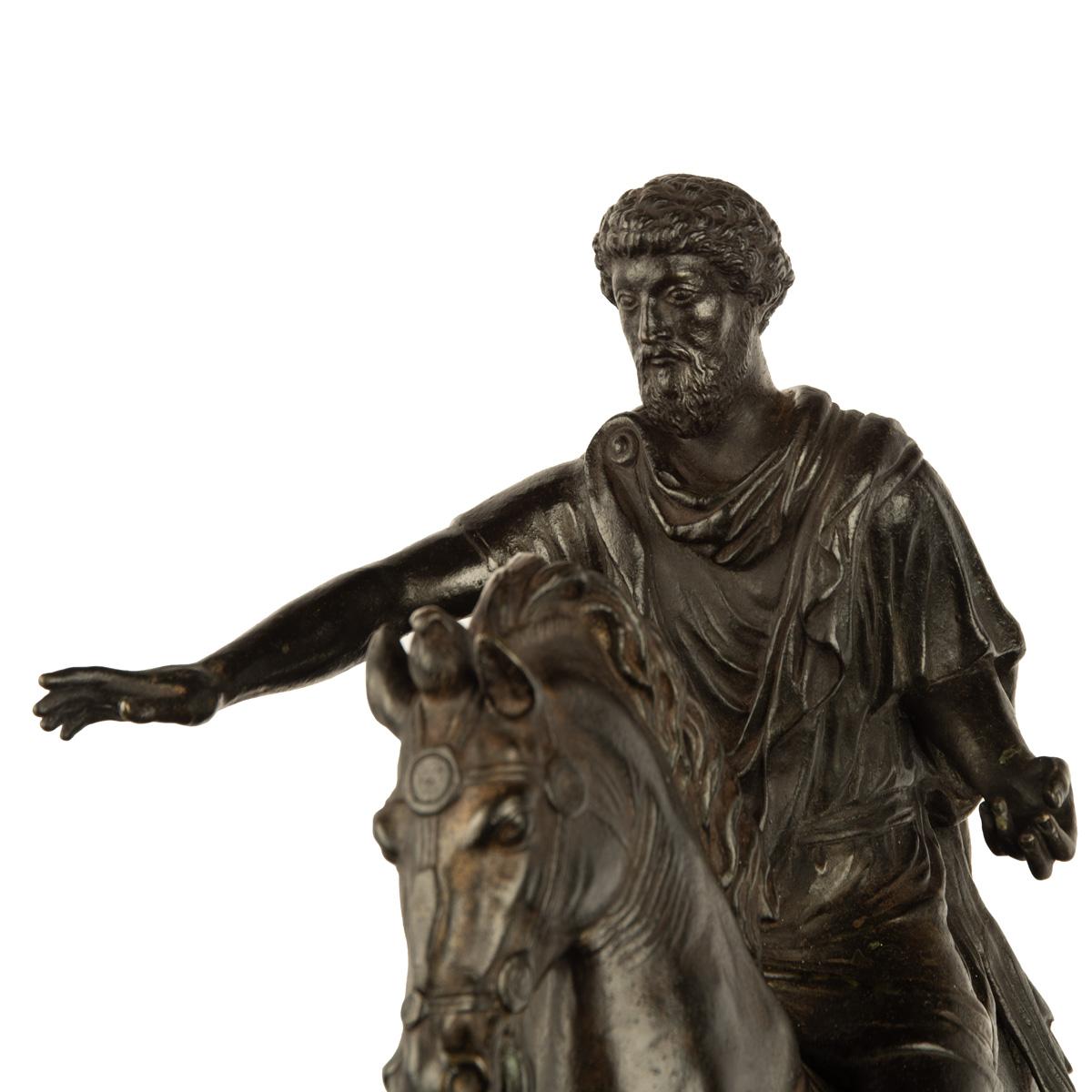 A Grand Tour equestrian bronze of Marcus Aurelius, after Hopfgarten 1
