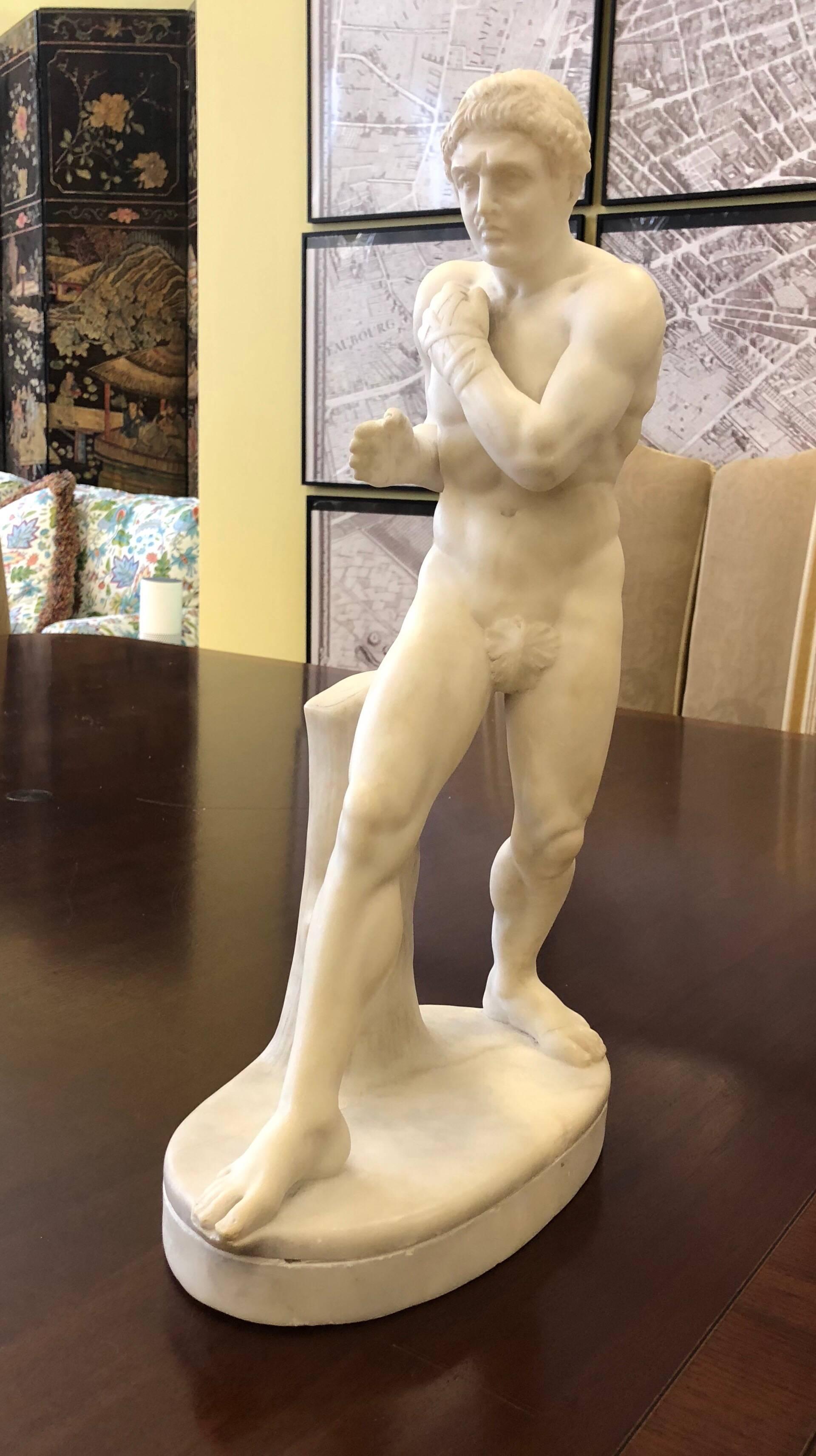 Grand Tour Marble Reduction of Canova’s Damoxenos the Boxer, 19th Century 4