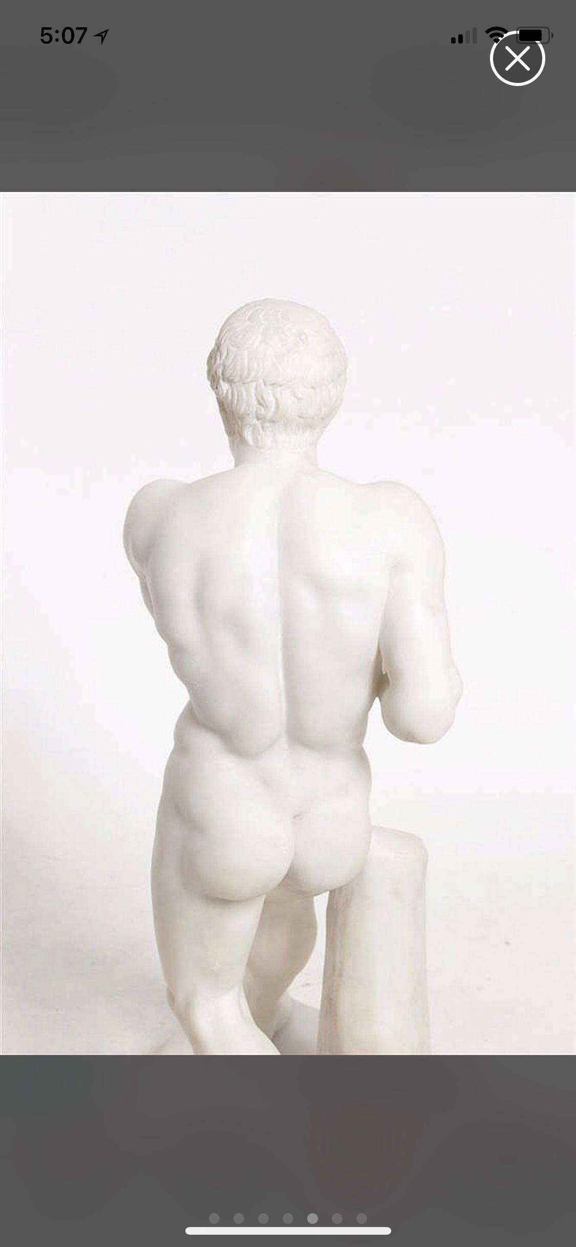 Italian Grand Tour Marble Reduction of Canova’s Damoxenos the Boxer, 19th Century