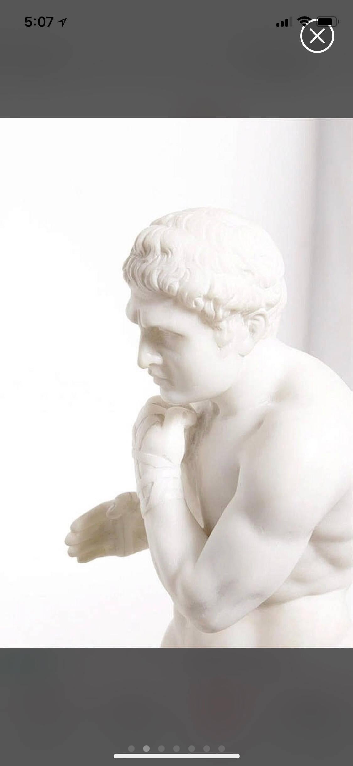 Carved Grand Tour Marble Reduction of Canova’s Damoxenos the Boxer, 19th Century