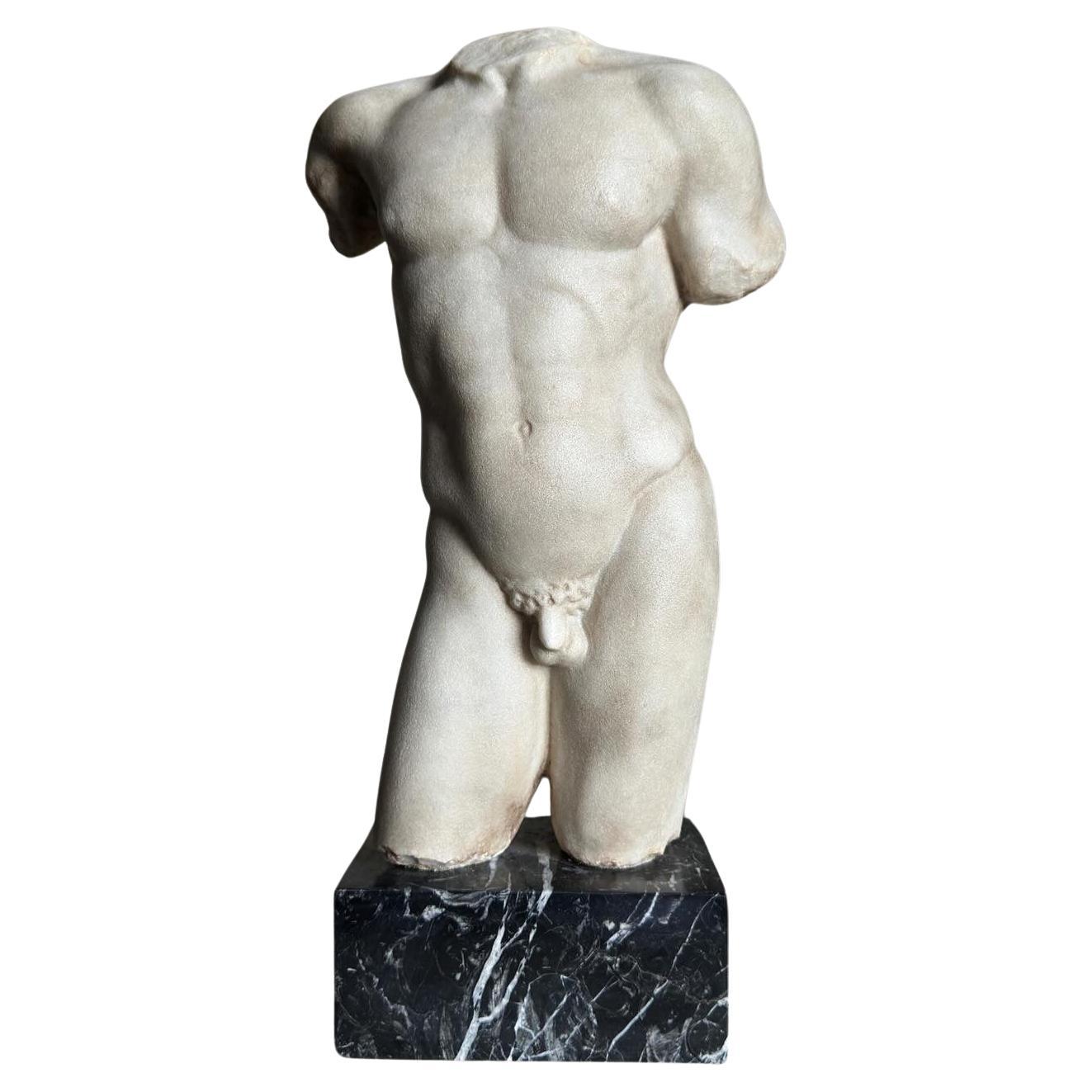 A Grand Tour marble torso of an athlete, after the antique. For Sale