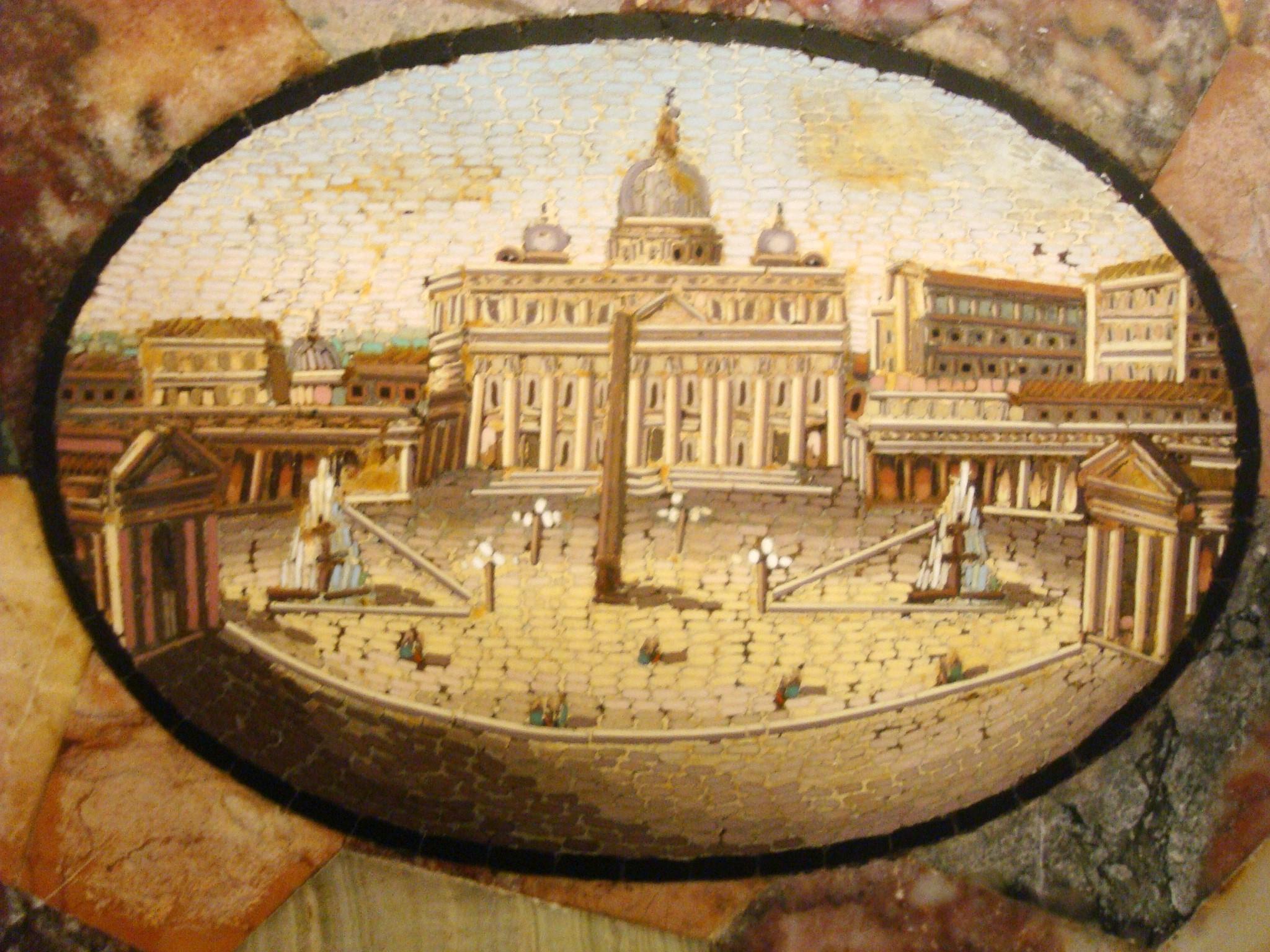 A Grand Tour Micro Mosaic Briefbeschwerer, Petersplatz Rom - Vatikan (Mosaik) im Angebot