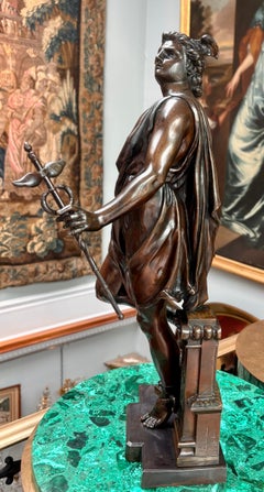 A Grand Tour Patinated Bronze Statue of Mercury or Hermes by Emile Bruchon