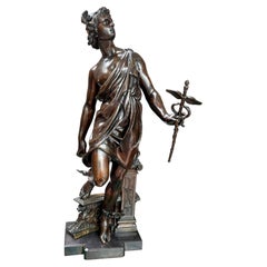 A Grand Tour Patinated Bronze Statue of Mercury or Hermes by Emile Bruchon