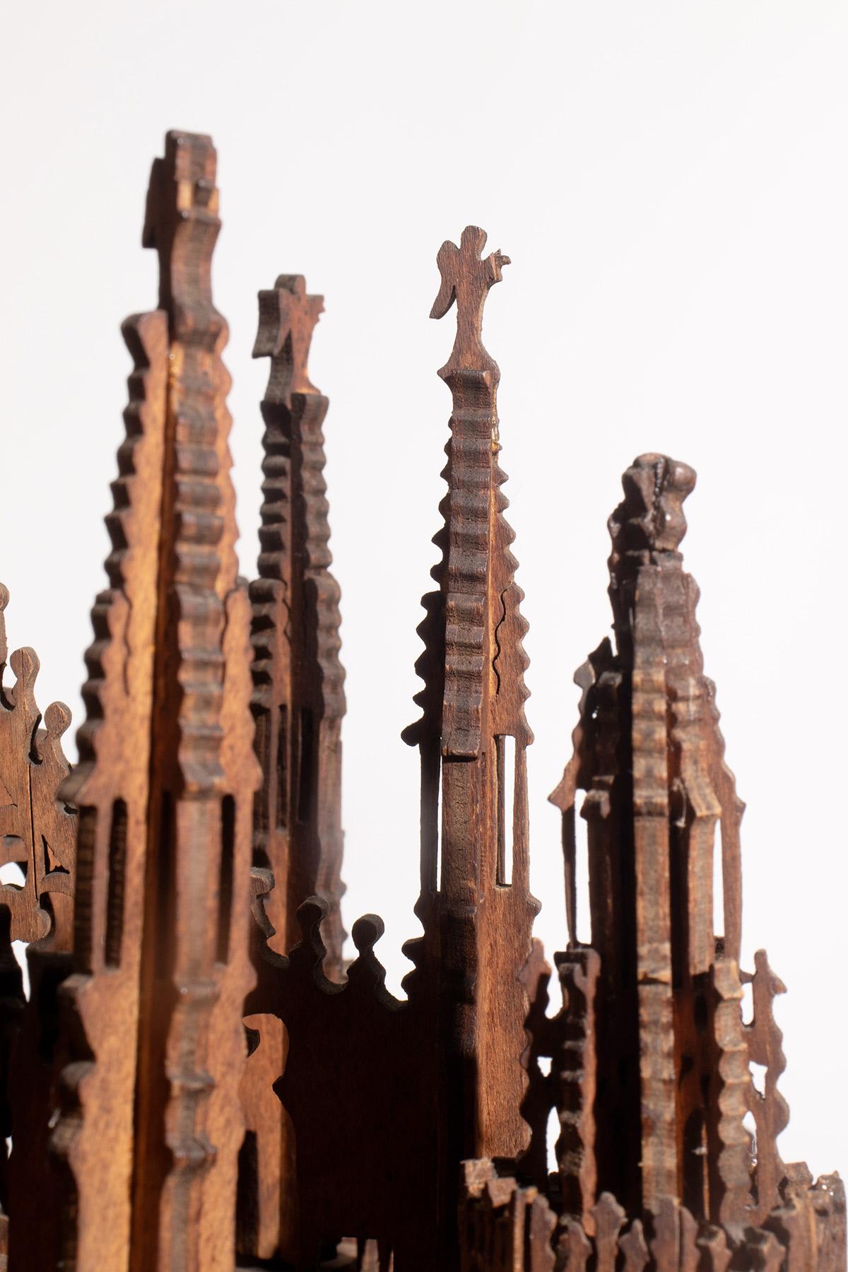 A Grand Tour wooden maquette, depicting the Cathedral of Milan, Italy circa 1880 For Sale 12