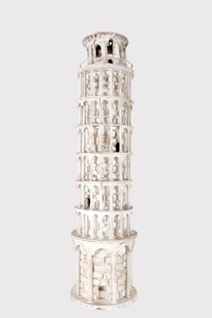 A Grand Tour wooden maquette, depicting the Tower of Pisa, Italy 1950.