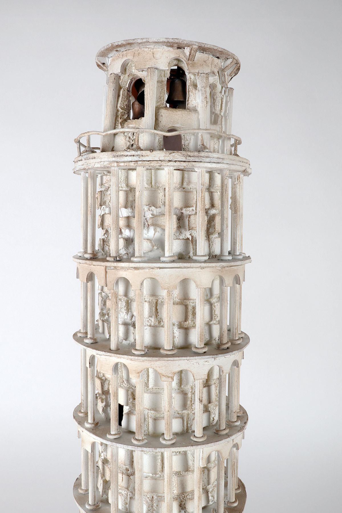 A Grand Tour wooden maquette, depicting the Tower of Pisa, Italy 1950. For Sale 3