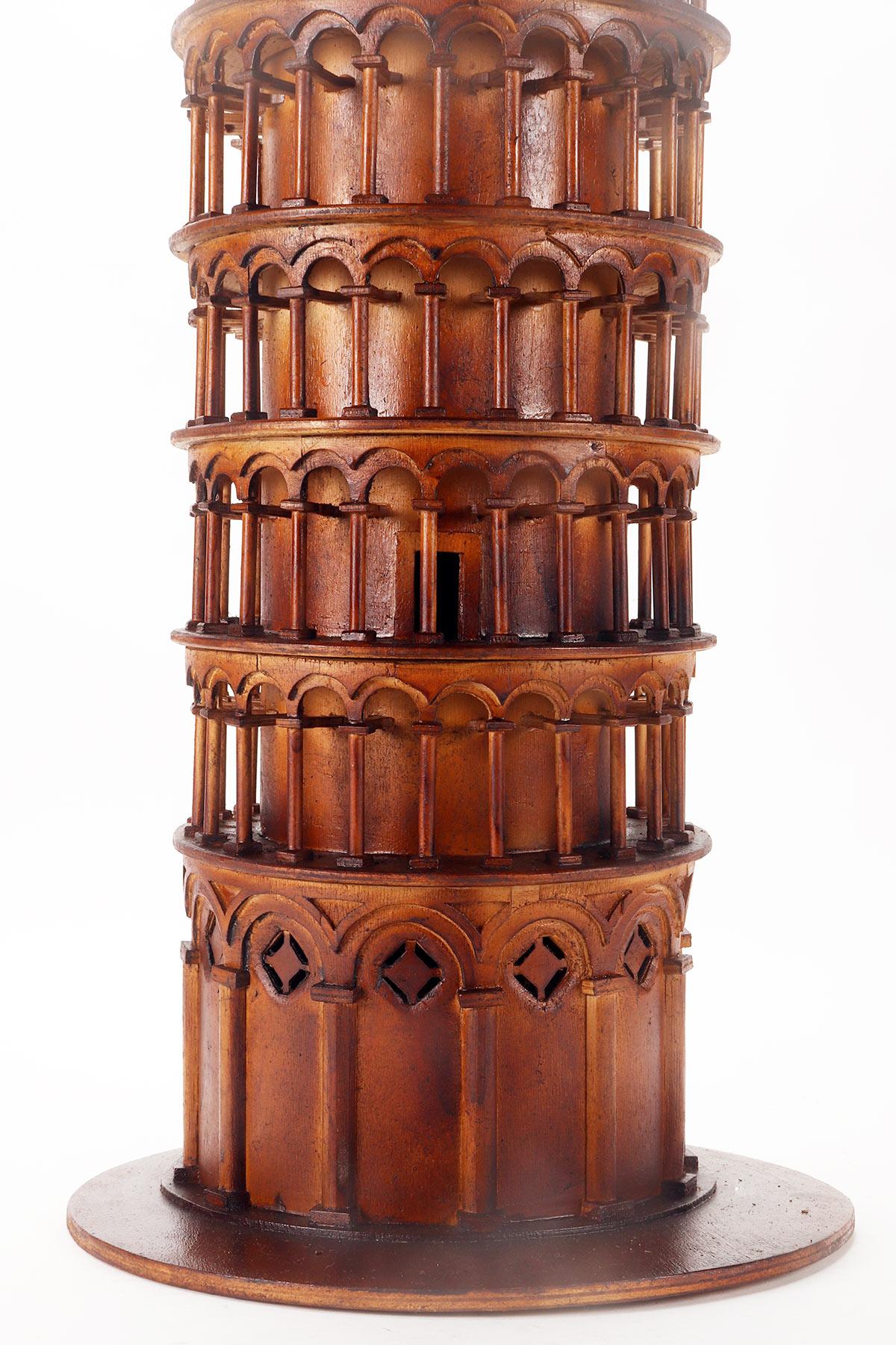 A Grand Tour wooden maquette, depicting the Tower of Pisa, Italy circa 1880 For Sale 6