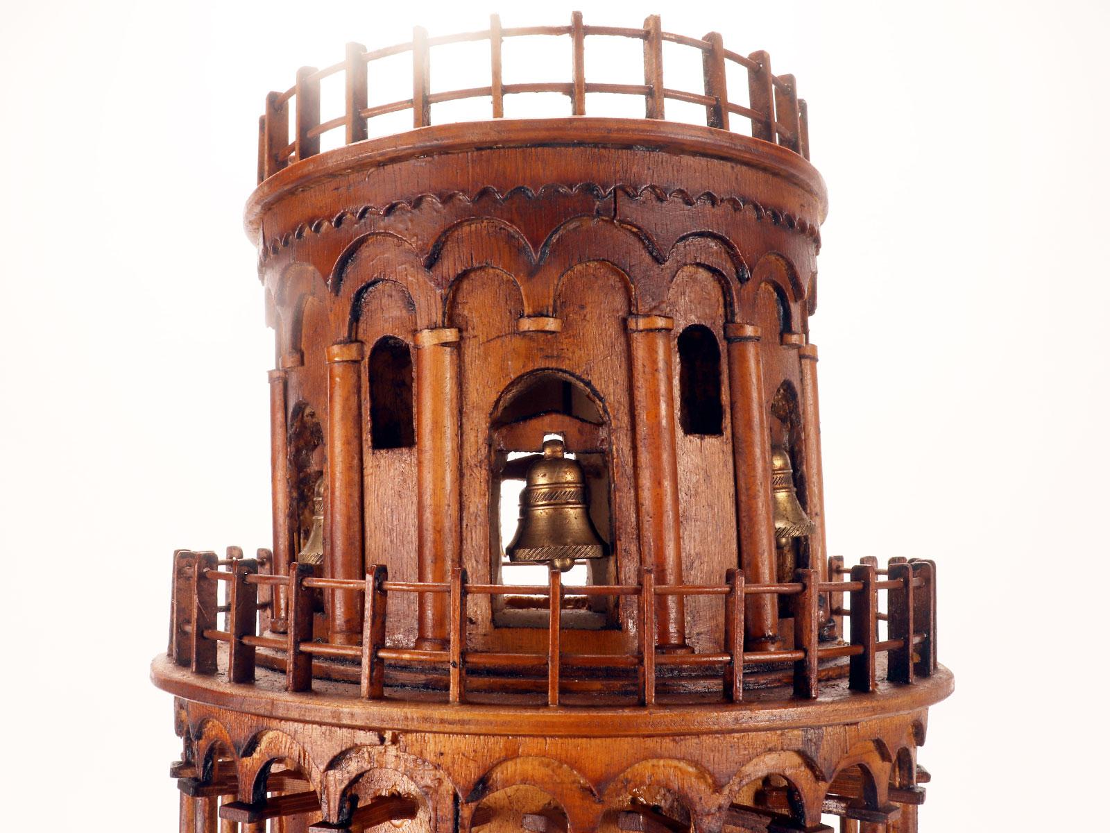 19th Century A Grand Tour wooden maquette, depicting the Tower of Pisa, Italy circa 1880 For Sale